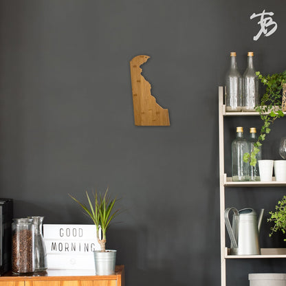 Oklahoma State Shaped Bamboo Serving and Cutting Board | State charcuterie board with natural bamboo grain. Knife-friendly surface for food prep. Hang tie for wall display.