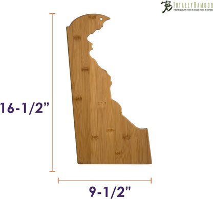 Oklahoma State Shaped Bamboo Serving and Cutting Board | State charcuterie board with natural bamboo grain. Knife-friendly surface for food prep. Hang tie for wall display.
