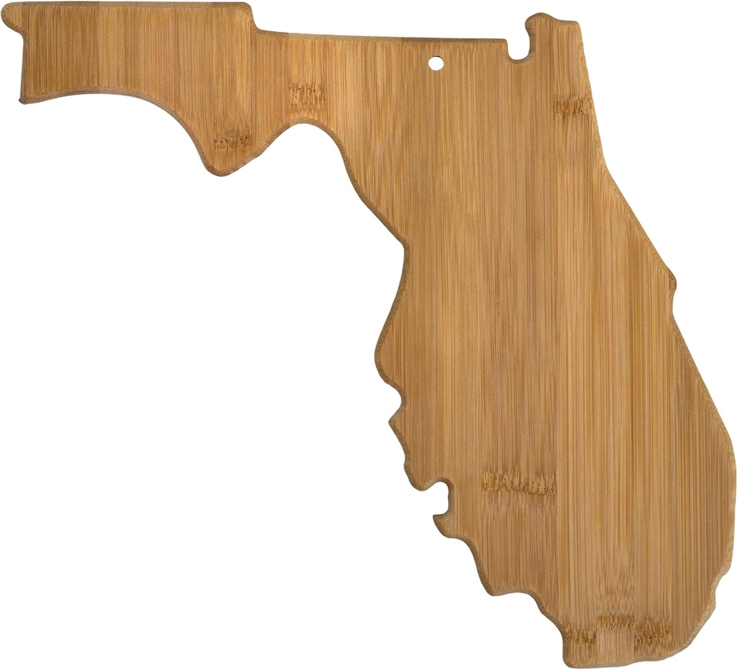 Oklahoma State Shaped Bamboo Serving and Cutting Board | State charcuterie board with natural bamboo grain. Knife-friendly surface for food prep. Hang tie for wall display.