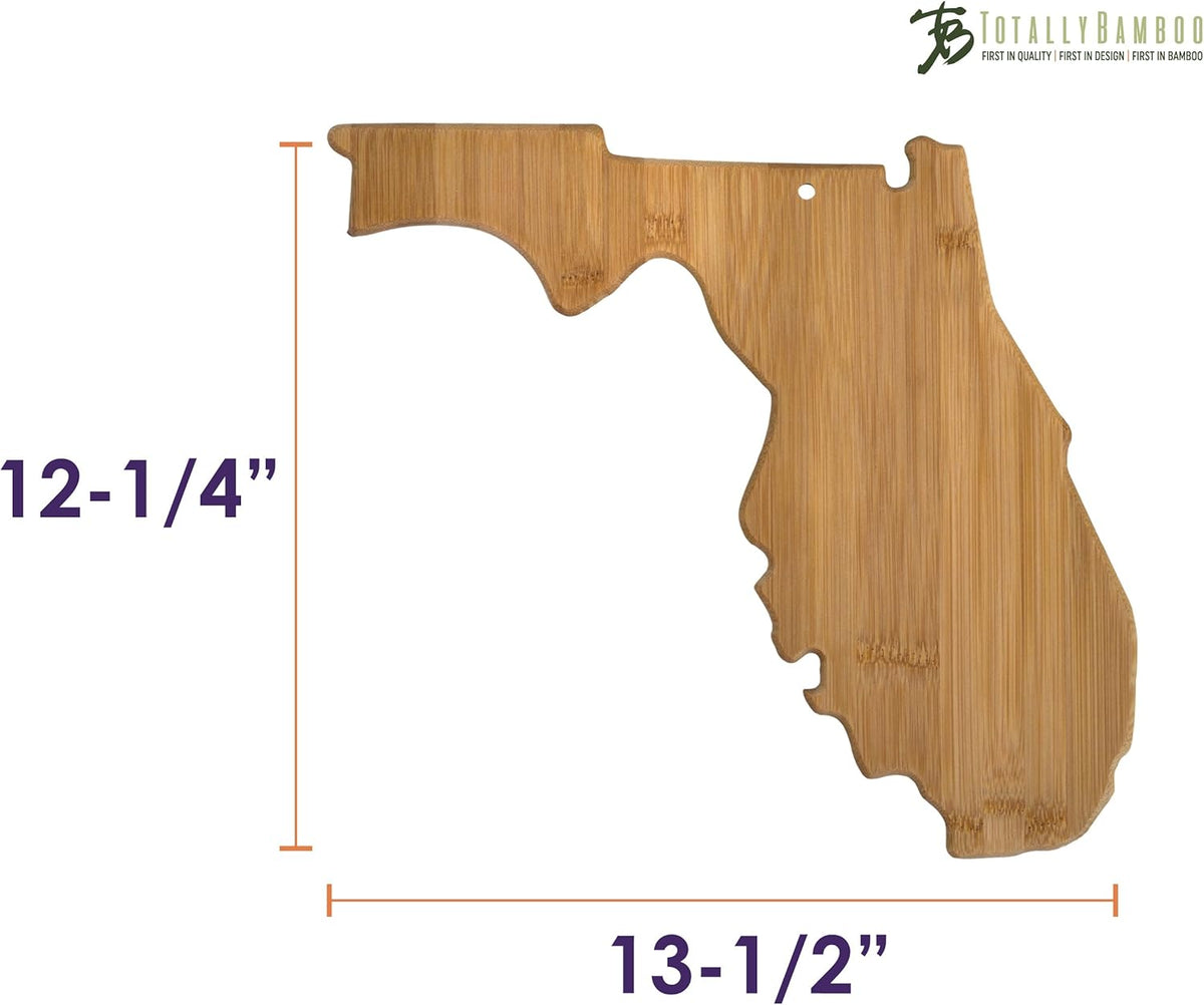 Oklahoma State Shaped Bamboo Serving and Cutting Board | State charcuterie board with natural bamboo grain. Knife-friendly surface for food prep. Hang tie for wall display.