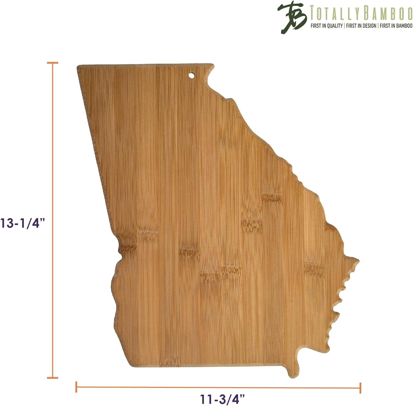 Oklahoma State Shaped Bamboo Serving and Cutting Board | State charcuterie board with natural bamboo grain. Knife-friendly surface for food prep. Hang tie for wall display.