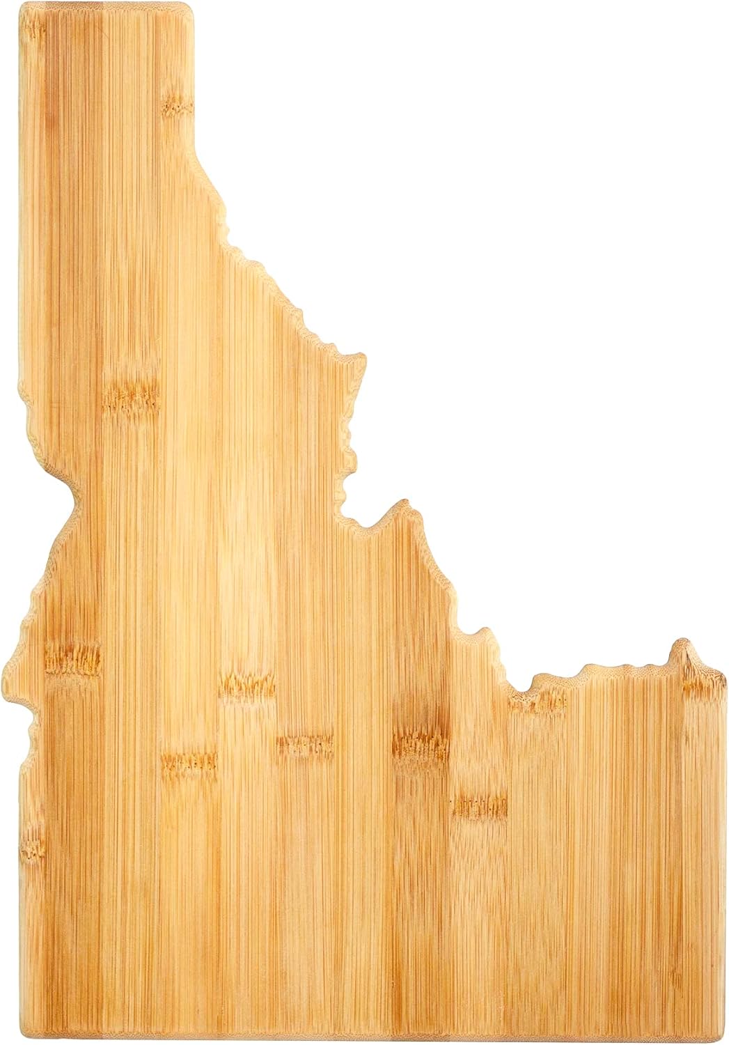 Oklahoma State Shaped Bamboo Serving and Cutting Board | State charcuterie board with natural bamboo grain. Knife-friendly surface for food prep. Hang tie for wall display.