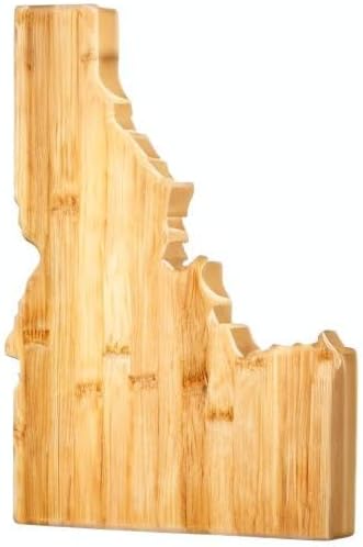 Oklahoma State Shaped Bamboo Serving and Cutting Board | State charcuterie board with natural bamboo grain. Knife-friendly surface for food prep. Hang tie for wall display.