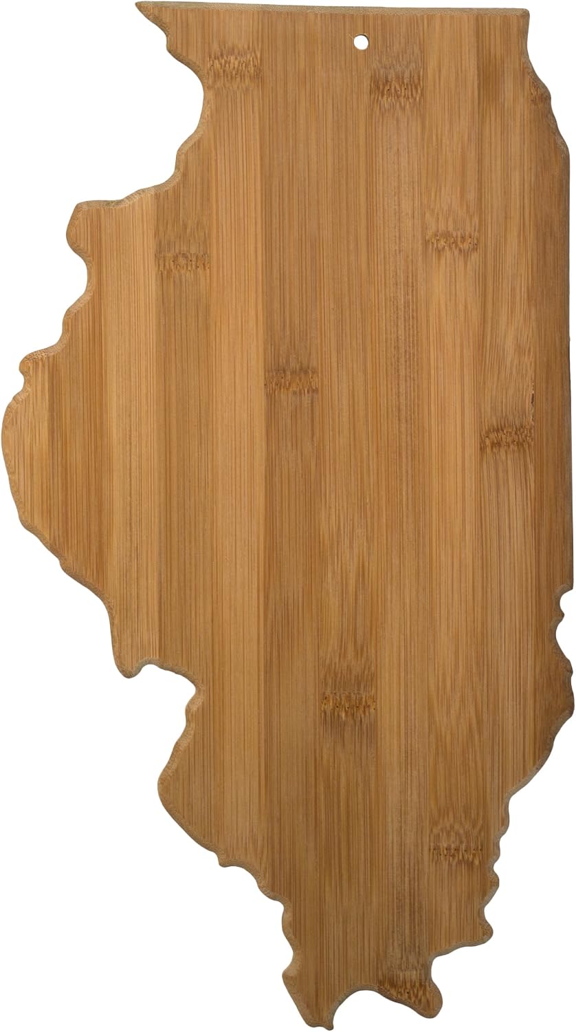 Oklahoma State Shaped Bamboo Serving and Cutting Board | State charcuterie board with natural bamboo grain. Knife-friendly surface for food prep. Hang tie for wall display.