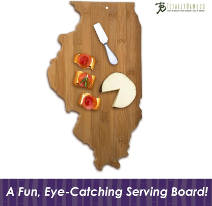 Oklahoma State Shaped Bamboo Serving and Cutting Board | State charcuterie board with natural bamboo grain. Knife-friendly surface for food prep. Hang tie for wall display.
