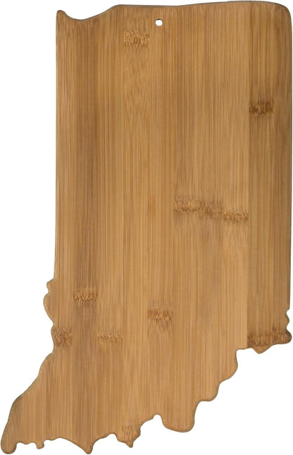 Oklahoma State Shaped Bamboo Serving and Cutting Board | State charcuterie board with natural bamboo grain. Knife-friendly surface for food prep. Hang tie for wall display.