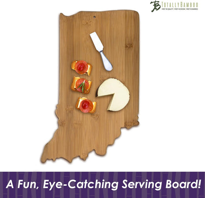 Oklahoma State Shaped Bamboo Serving and Cutting Board | State charcuterie board with natural bamboo grain. Knife-friendly surface for food prep. Hang tie for wall display.