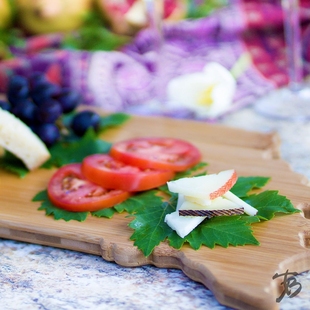 Oklahoma State Shaped Bamboo Serving and Cutting Board | State charcuterie board with natural bamboo grain. Knife-friendly surface for food prep. Hang tie for wall display.