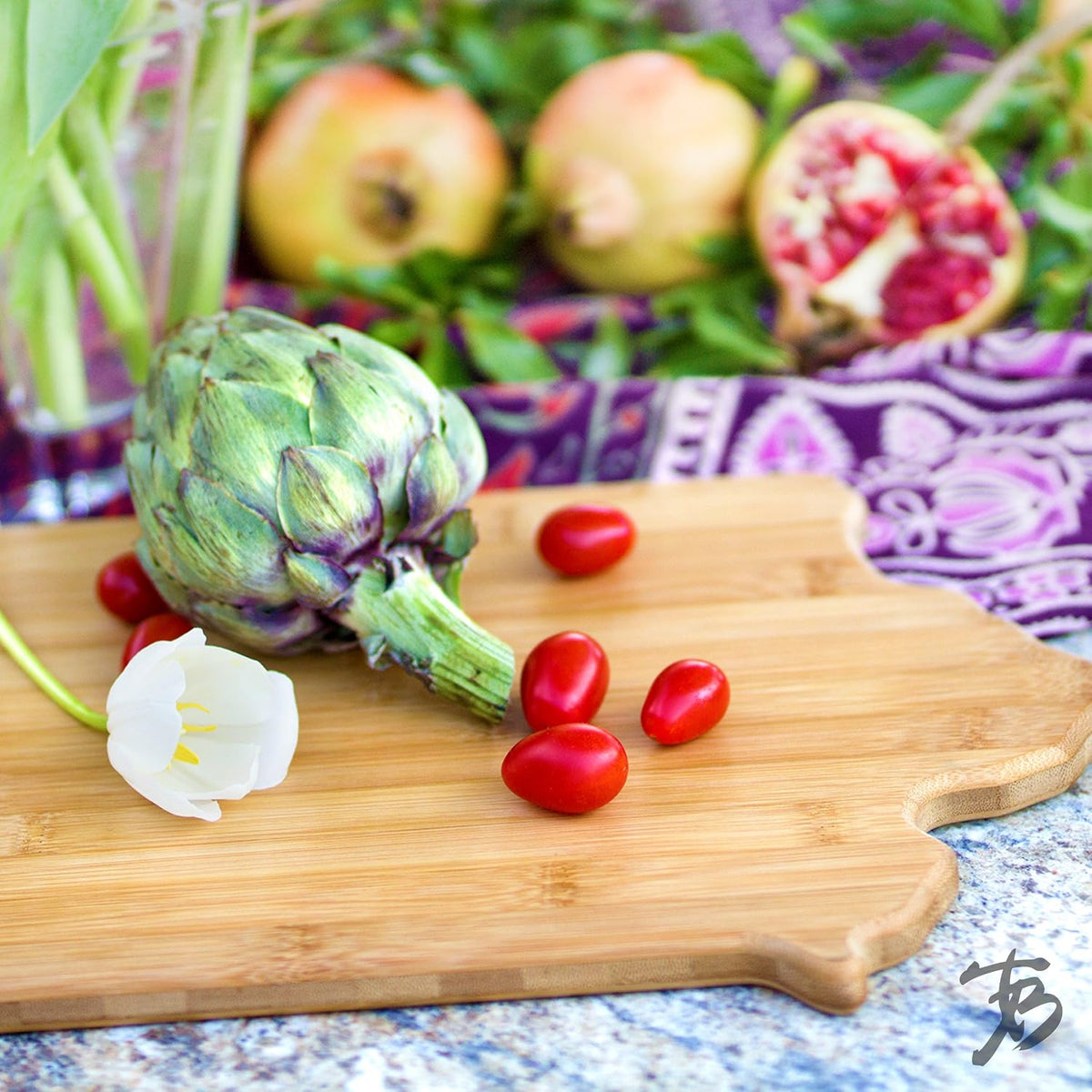 Oklahoma State Shaped Bamboo Serving and Cutting Board | State charcuterie board with natural bamboo grain. Knife-friendly surface for food prep. Hang tie for wall display.