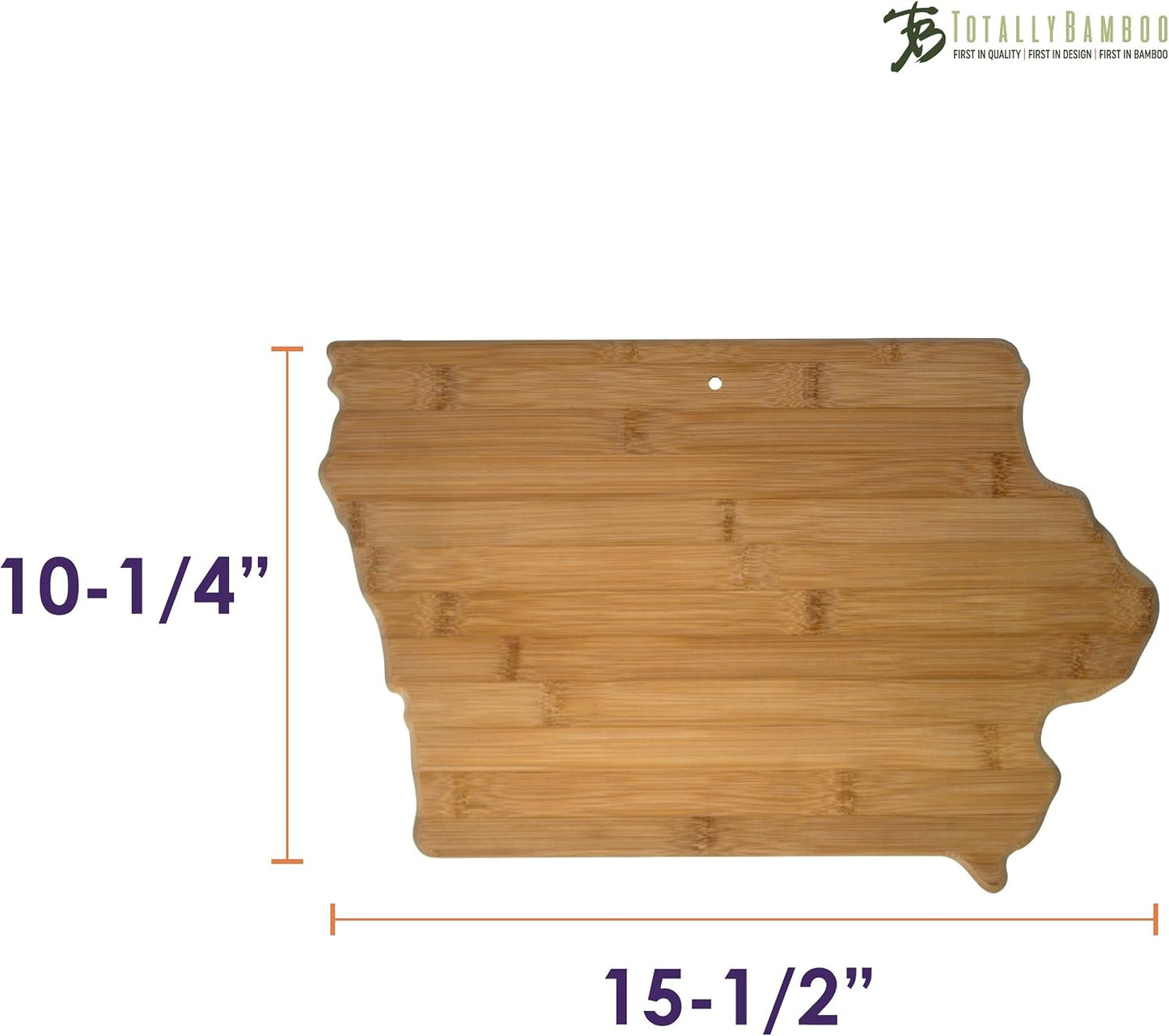 Oklahoma State Shaped Bamboo Serving and Cutting Board | State charcuterie board with natural bamboo grain. Knife-friendly surface for food prep. Hang tie for wall display.