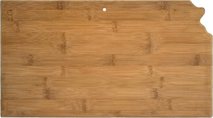 Oklahoma State Shaped Bamboo Serving and Cutting Board | State charcuterie board with natural bamboo grain. Knife-friendly surface for food prep. Hang tie for wall display.