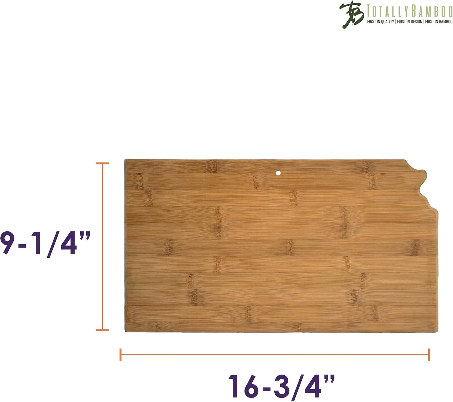 Oklahoma State Shaped Bamboo Serving and Cutting Board | State charcuterie board with natural bamboo grain. Knife-friendly surface for food prep. Hang tie for wall display.