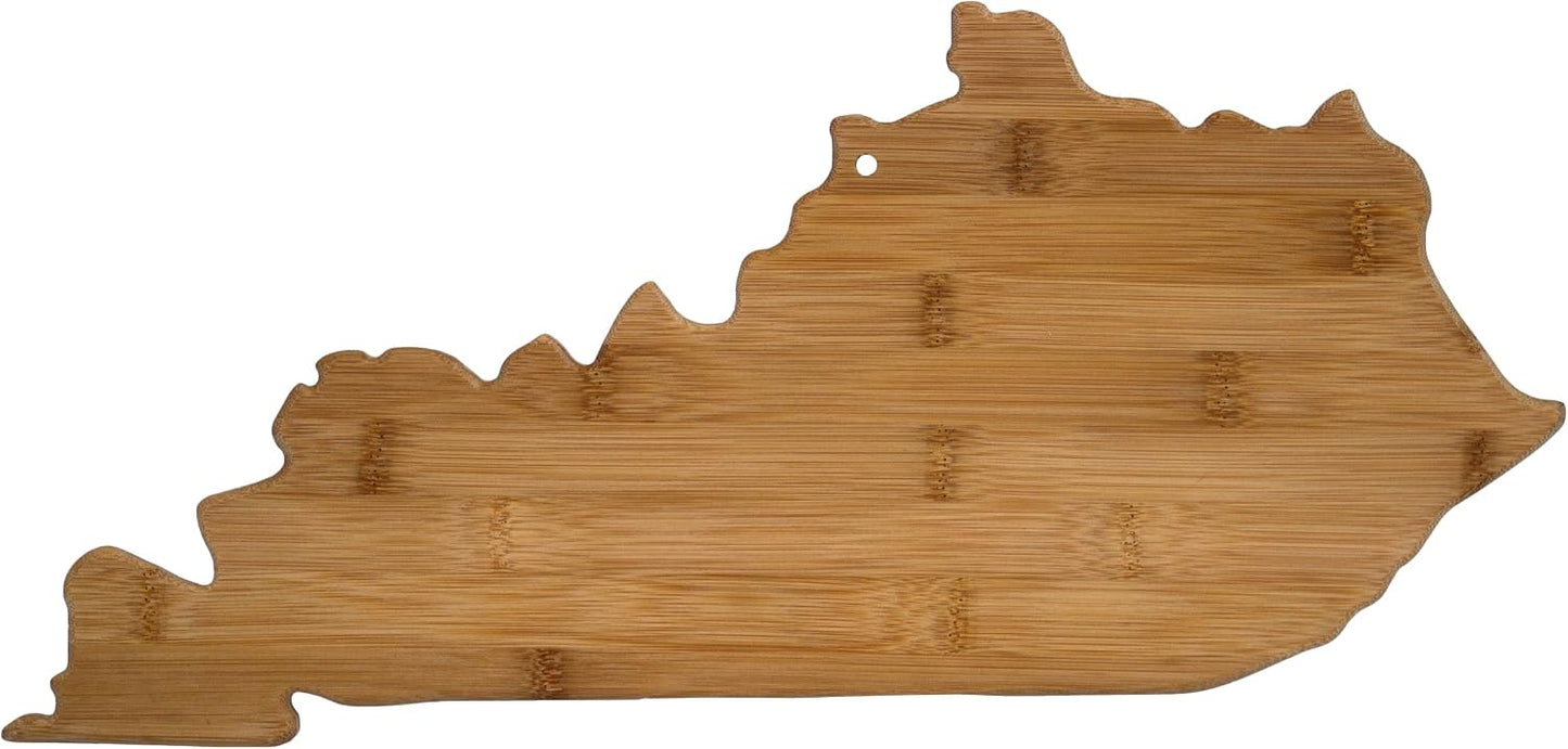 Oklahoma State Shaped Bamboo Serving and Cutting Board | State charcuterie board with natural bamboo grain. Knife-friendly surface for food prep. Hang tie for wall display.