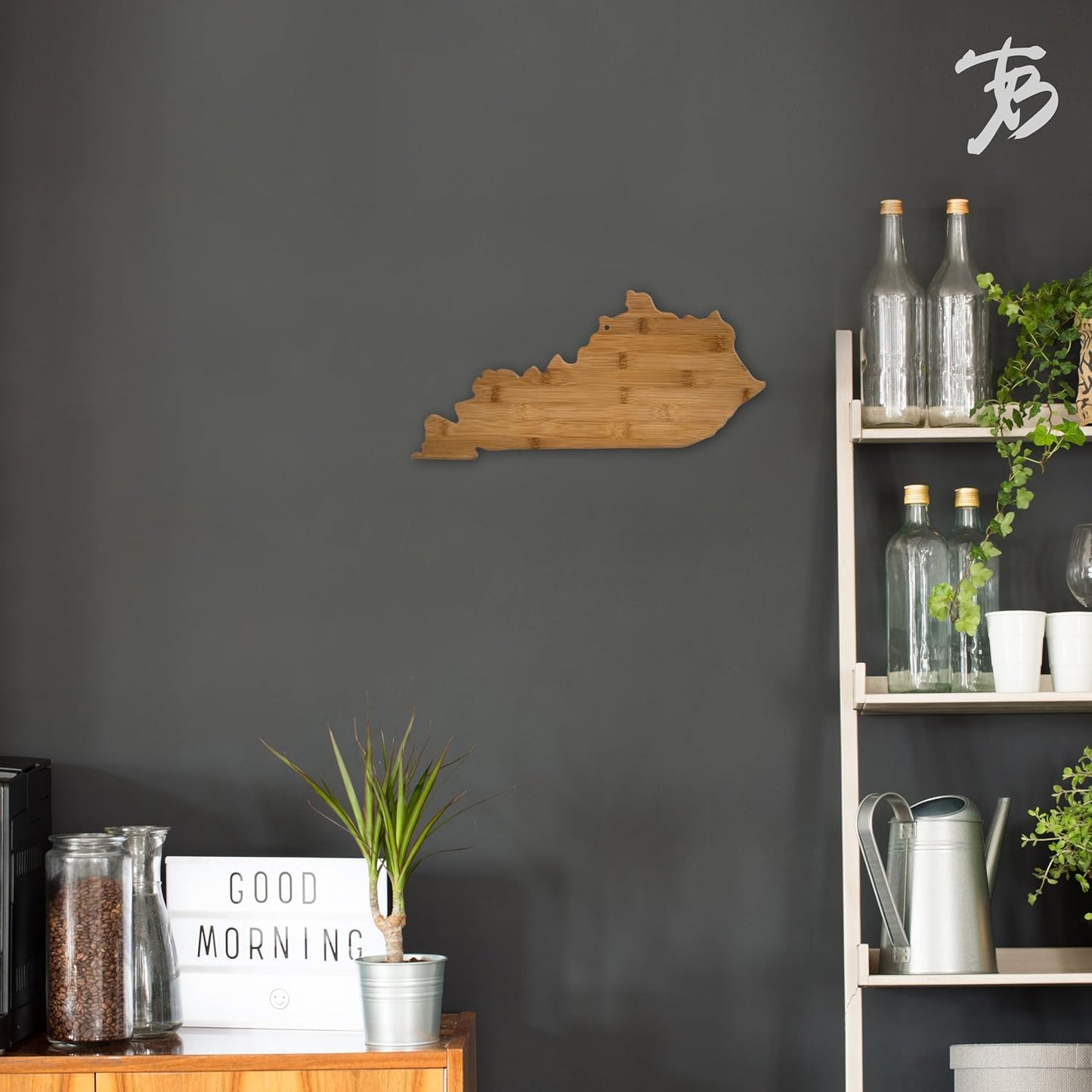 Oklahoma State Shaped Bamboo Serving and Cutting Board | State charcuterie board with natural bamboo grain. Knife-friendly surface for food prep. Hang tie for wall display.