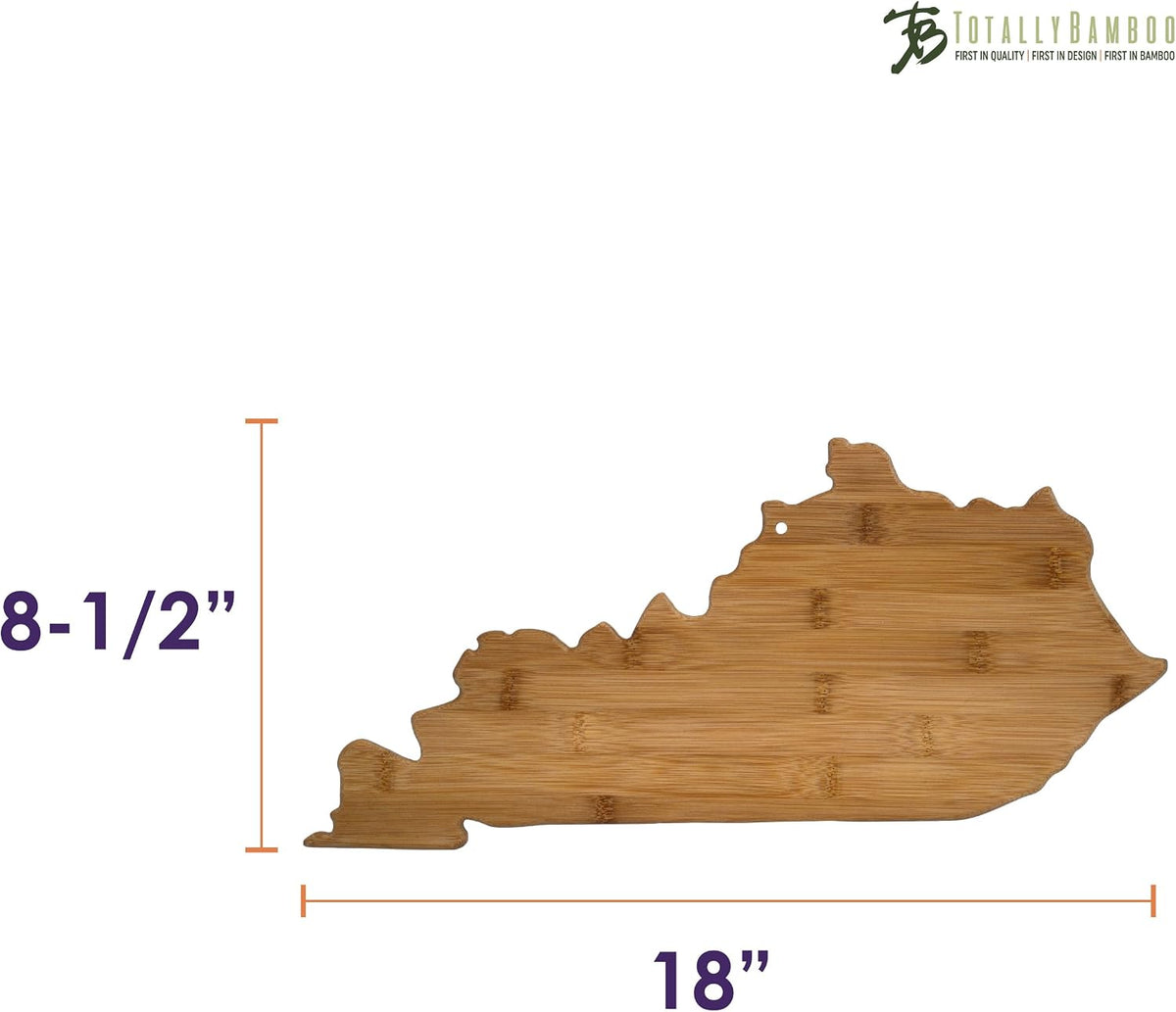 Oklahoma State Shaped Bamboo Serving and Cutting Board | State charcuterie board with natural bamboo grain. Knife-friendly surface for food prep. Hang tie for wall display.