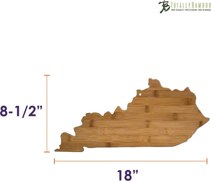 Oklahoma State Shaped Bamboo Serving and Cutting Board | State charcuterie board with natural bamboo grain. Knife-friendly surface for food prep. Hang tie for wall display.