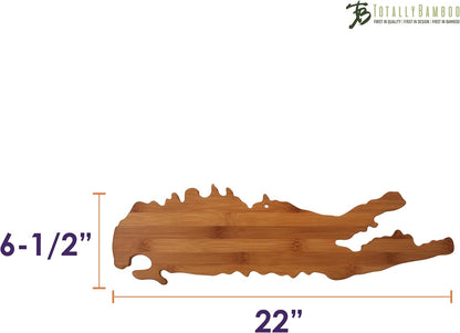 Oklahoma State Shaped Bamboo Serving and Cutting Board | State charcuterie board with natural bamboo grain. Knife-friendly surface for food prep. Hang tie for wall display.