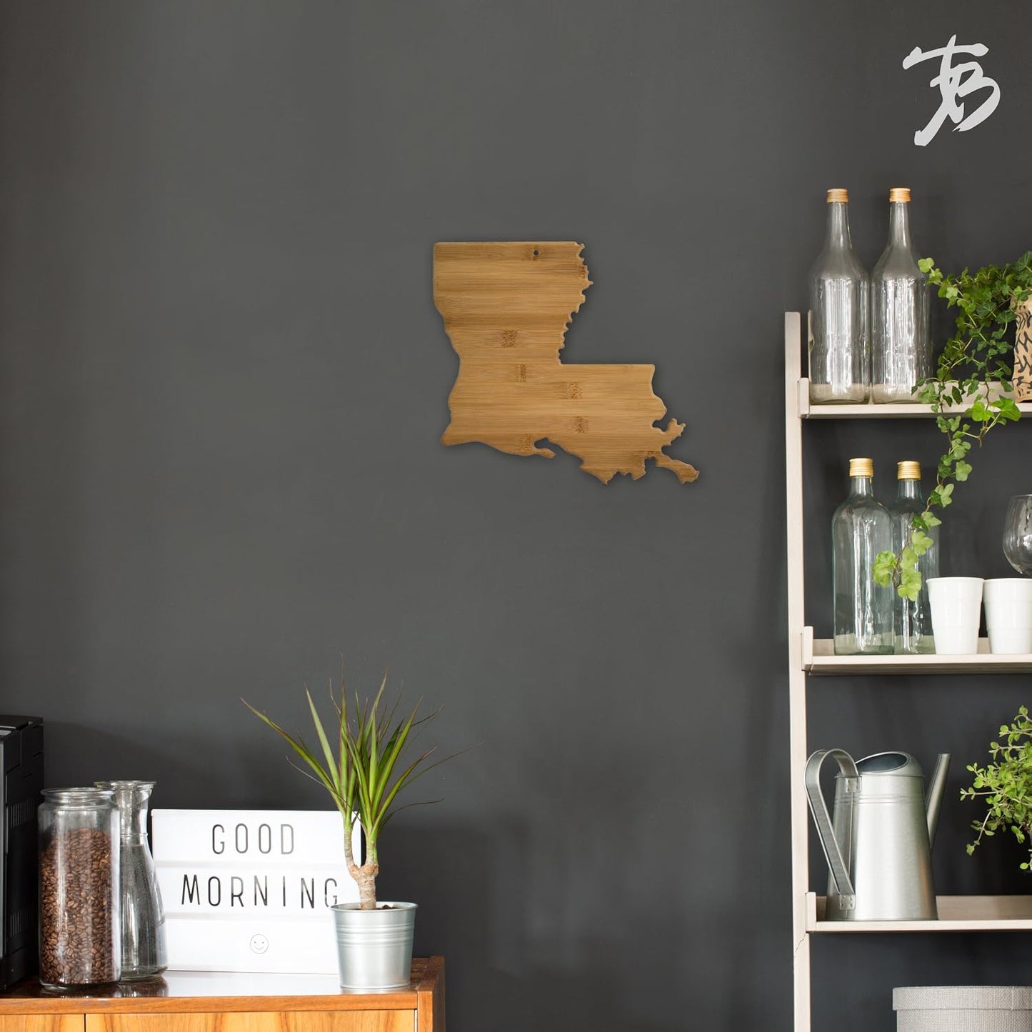 Oklahoma State Shaped Bamboo Serving and Cutting Board | State charcuterie board with natural bamboo grain. Knife-friendly surface for food prep. Hang tie for wall display.