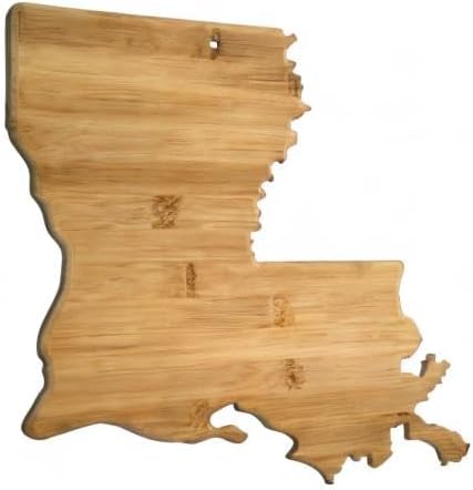 Oklahoma State Shaped Bamboo Serving and Cutting Board | State charcuterie board with natural bamboo grain. Knife-friendly surface for food prep. Hang tie for wall display.