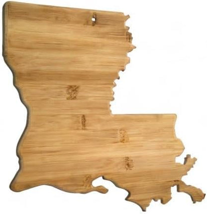 Oklahoma State Shaped Bamboo Serving and Cutting Board | State charcuterie board with natural bamboo grain. Knife-friendly surface for food prep. Hang tie for wall display.
