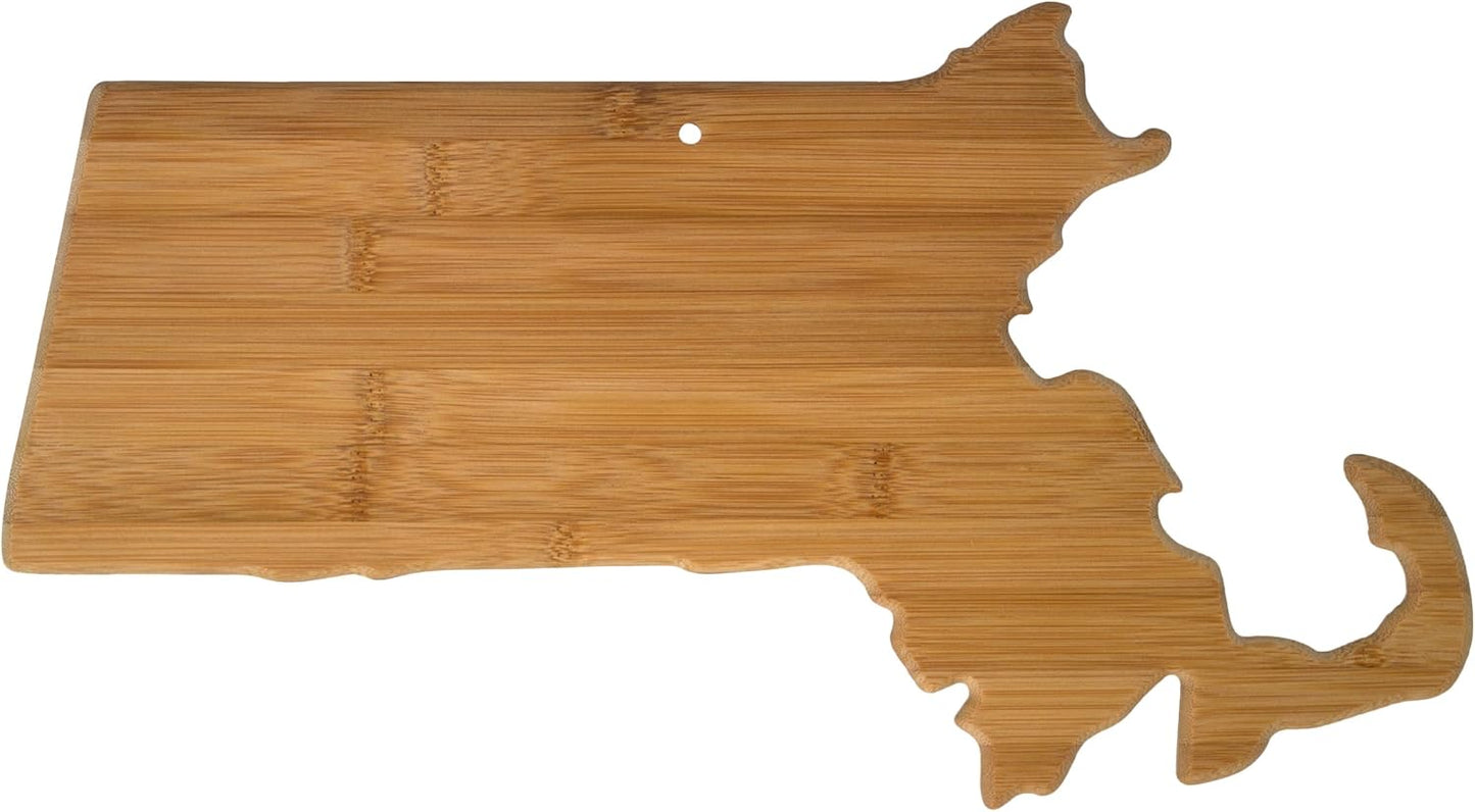 Oklahoma State Shaped Bamboo Serving and Cutting Board | State charcuterie board with natural bamboo grain. Knife-friendly surface for food prep. Hang tie for wall display.