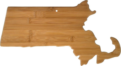 Oklahoma State Shaped Bamboo Serving and Cutting Board | State charcuterie board with natural bamboo grain. Knife-friendly surface for food prep. Hang tie for wall display.