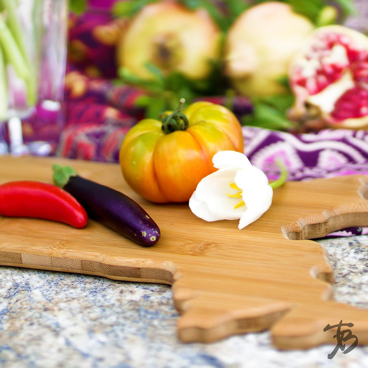 Oklahoma State Shaped Bamboo Serving and Cutting Board | State charcuterie board with natural bamboo grain. Knife-friendly surface for food prep. Hang tie for wall display.