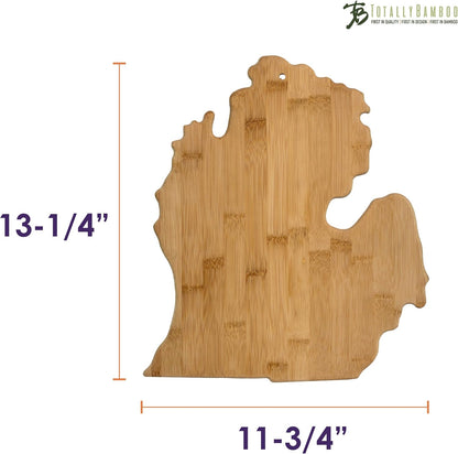 Oklahoma State Shaped Bamboo Serving and Cutting Board | State charcuterie board with natural bamboo grain. Knife-friendly surface for food prep. Hang tie for wall display.