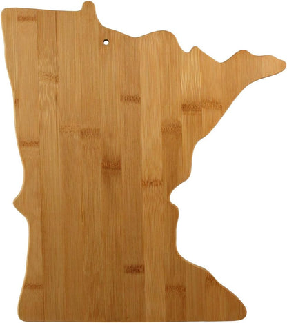 Oklahoma State Shaped Bamboo Serving and Cutting Board | State charcuterie board with natural bamboo grain. Knife-friendly surface for food prep. Hang tie for wall display.