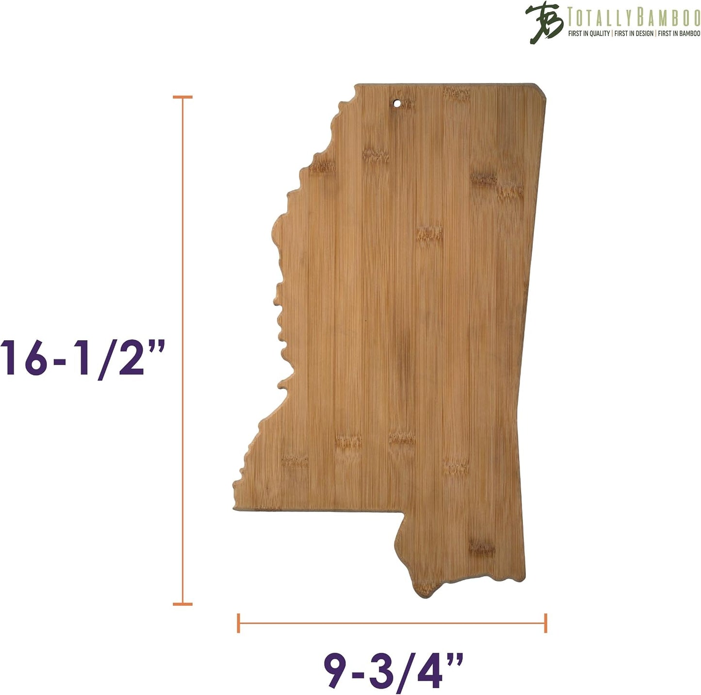 Oklahoma State Shaped Bamboo Serving and Cutting Board | State charcuterie board with natural bamboo grain. Knife-friendly surface for food prep. Hang tie for wall display.