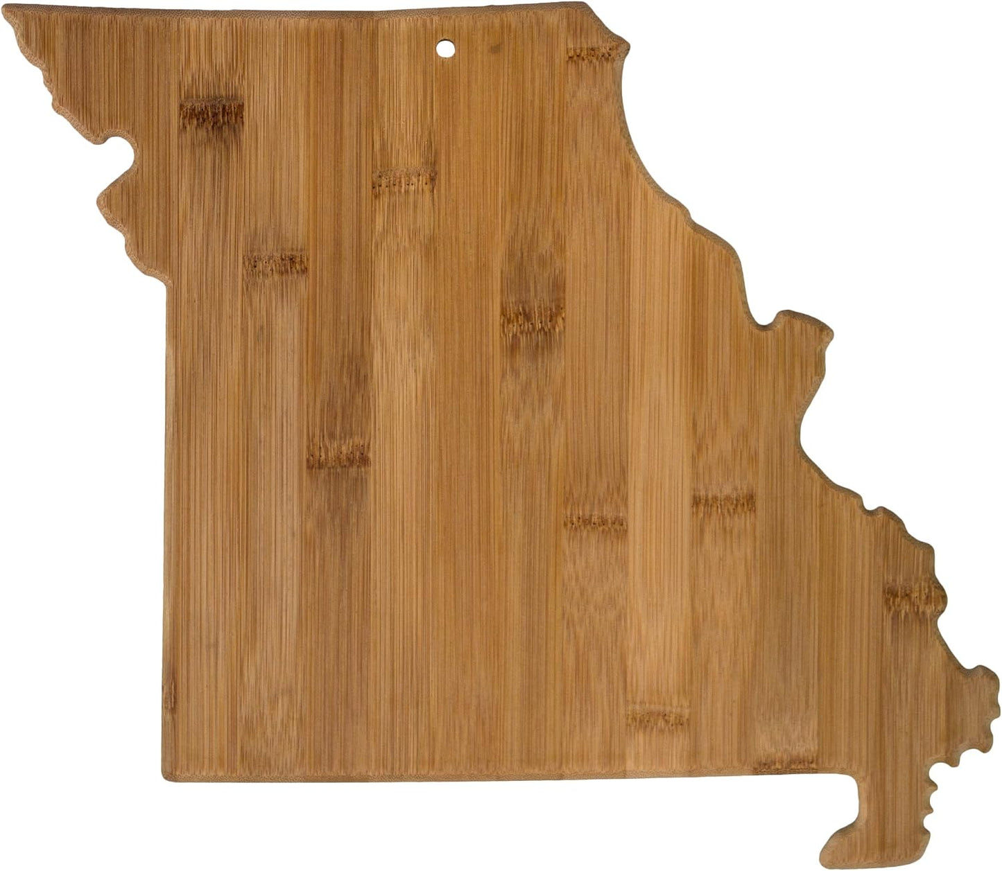 Oklahoma State Shaped Bamboo Serving and Cutting Board | State charcuterie board with natural bamboo grain. Knife-friendly surface for food prep. Hang tie for wall display.