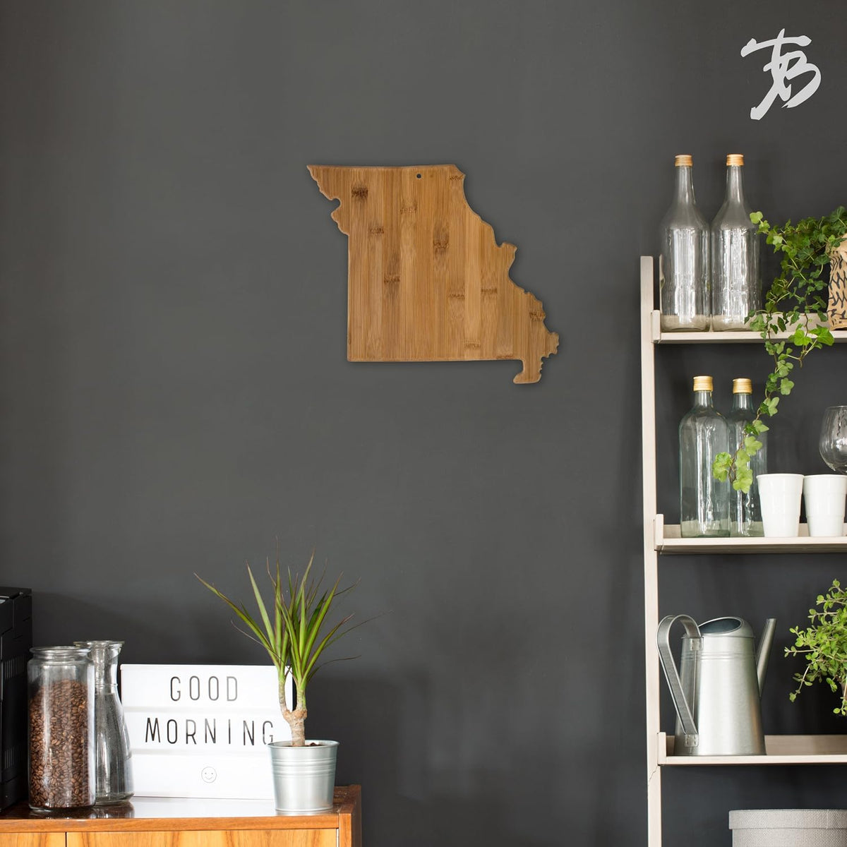 Oklahoma State Shaped Bamboo Serving and Cutting Board | State charcuterie board with natural bamboo grain. Knife-friendly surface for food prep. Hang tie for wall display.