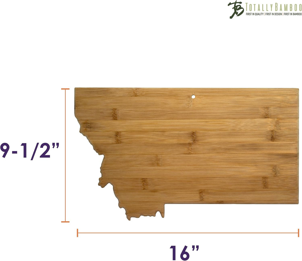 Oklahoma State Shaped Bamboo Serving and Cutting Board | State charcuterie board with natural bamboo grain. Knife-friendly surface for food prep. Hang tie for wall display.