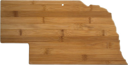 Oklahoma State Shaped Bamboo Serving and Cutting Board | State charcuterie board with natural bamboo grain. Knife-friendly surface for food prep. Hang tie for wall display.
