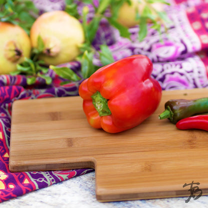 Oklahoma State Shaped Bamboo Serving and Cutting Board | State charcuterie board with natural bamboo grain. Knife-friendly surface for food prep. Hang tie for wall display.