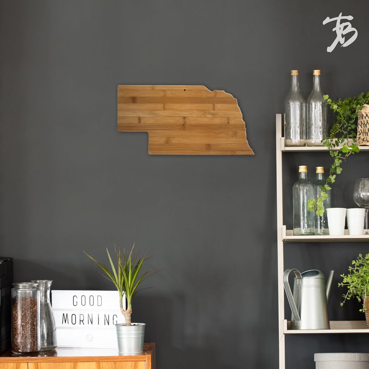 Oklahoma State Shaped Bamboo Serving and Cutting Board | State charcuterie board with natural bamboo grain. Knife-friendly surface for food prep. Hang tie for wall display.