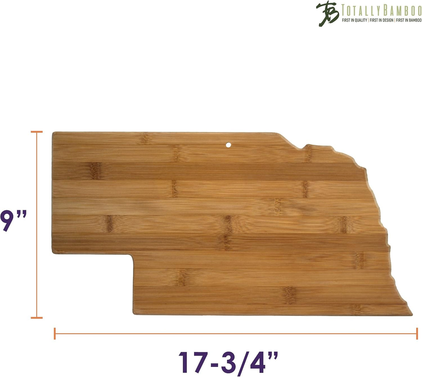 Oklahoma State Shaped Bamboo Serving and Cutting Board | State charcuterie board with natural bamboo grain. Knife-friendly surface for food prep. Hang tie for wall display.