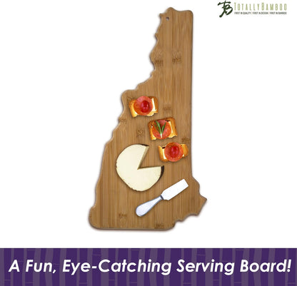 Oklahoma State Shaped Bamboo Serving and Cutting Board | State charcuterie board with natural bamboo grain. Knife-friendly surface for food prep. Hang tie for wall display.