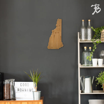 Oklahoma State Shaped Bamboo Serving and Cutting Board | State charcuterie board with natural bamboo grain. Knife-friendly surface for food prep. Hang tie for wall display.