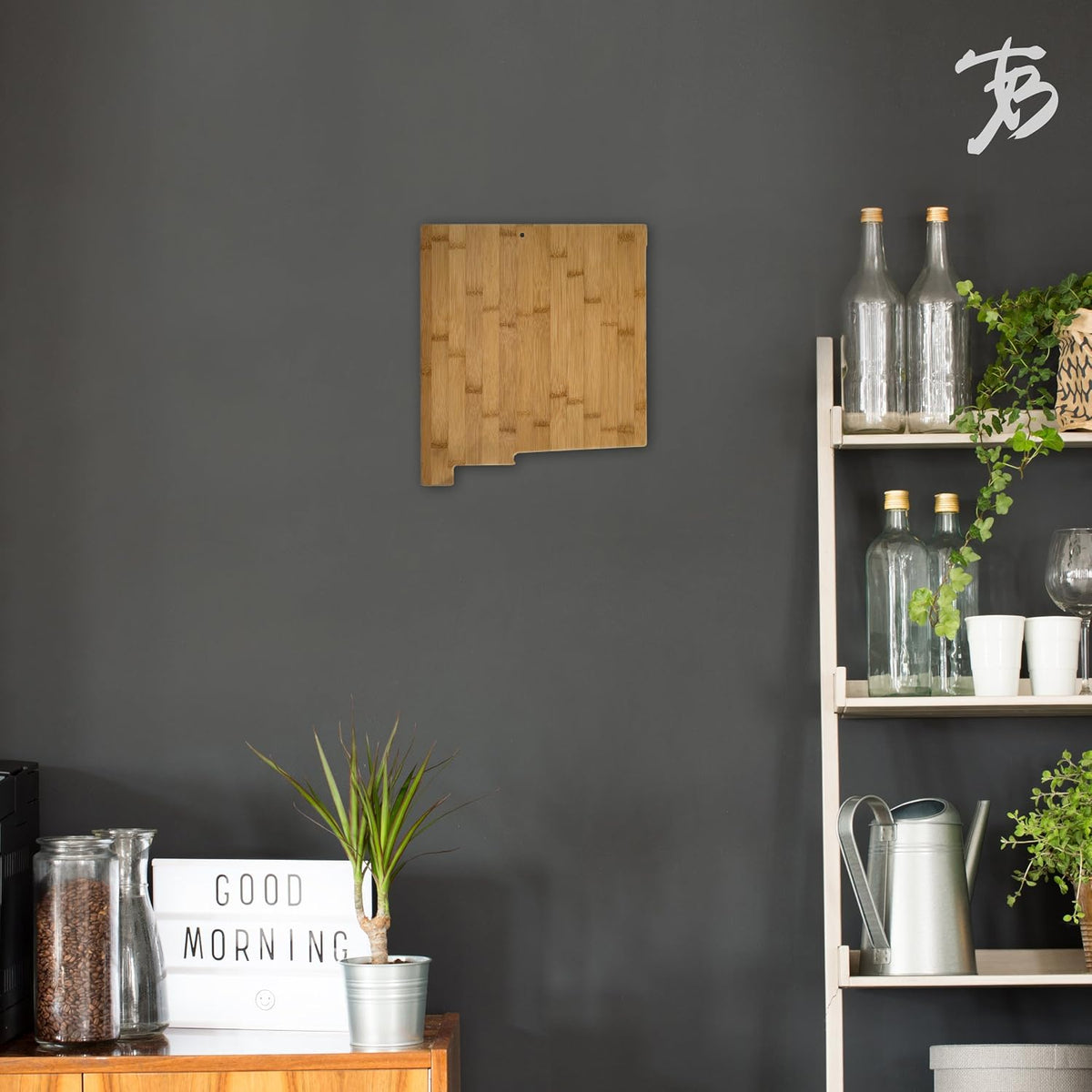 Oklahoma State Shaped Bamboo Serving and Cutting Board | State charcuterie board with natural bamboo grain. Knife-friendly surface for food prep. Hang tie for wall display.