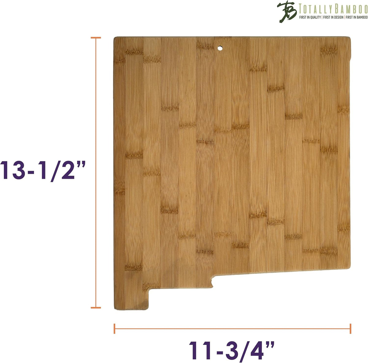 Oklahoma State Shaped Bamboo Serving and Cutting Board | State charcuterie board with natural bamboo grain. Knife-friendly surface for food prep. Hang tie for wall display.