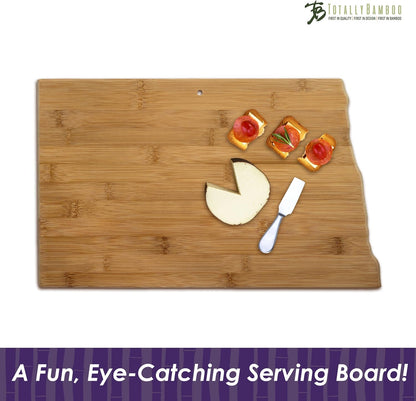 Oklahoma State Shaped Bamboo Serving and Cutting Board | State charcuterie board with natural bamboo grain. Knife-friendly surface for food prep. Hang tie for wall display.