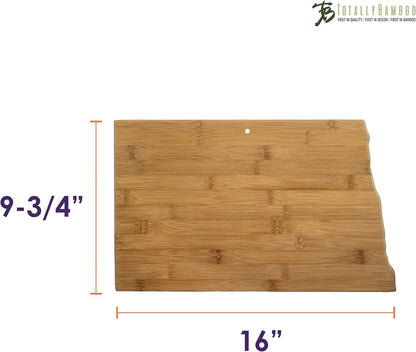 Oklahoma State Shaped Bamboo Serving and Cutting Board | State charcuterie board with natural bamboo grain. Knife-friendly surface for food prep. Hang tie for wall display.