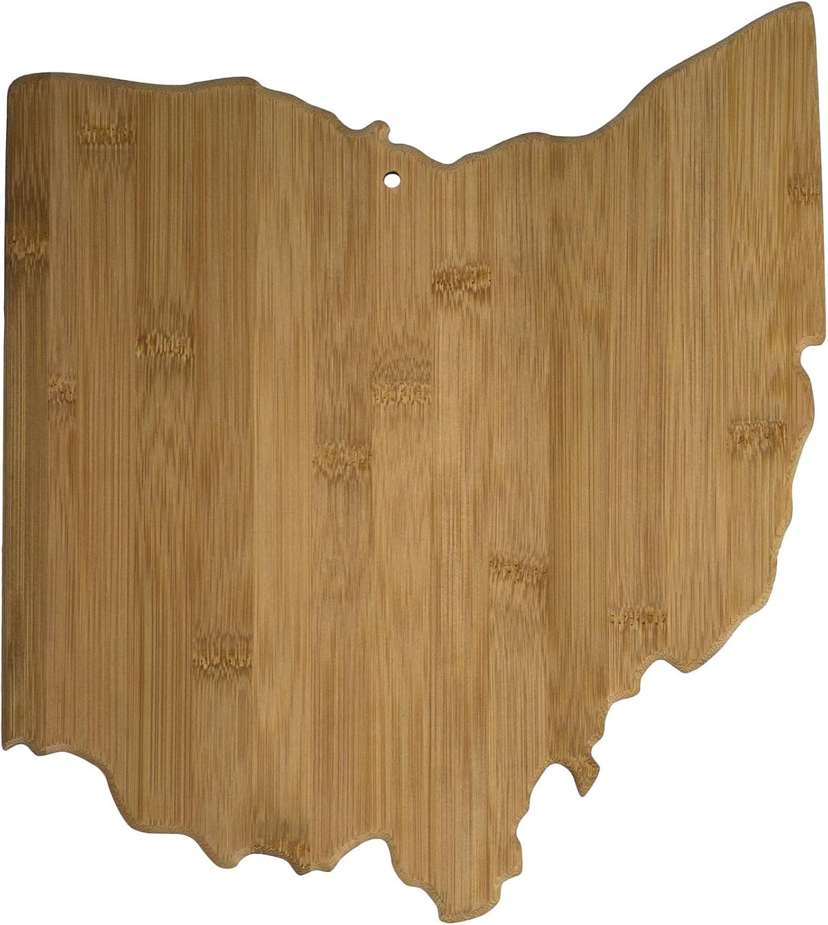 Oklahoma State Shaped Bamboo Serving and Cutting Board | State charcuterie board with natural bamboo grain. Knife-friendly surface for food prep. Hang tie for wall display.