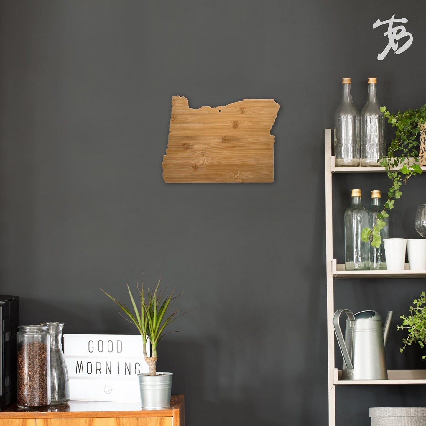 Oklahoma State Shaped Bamboo Serving and Cutting Board | State charcuterie board with natural bamboo grain. Knife-friendly surface for food prep. Hang tie for wall display.