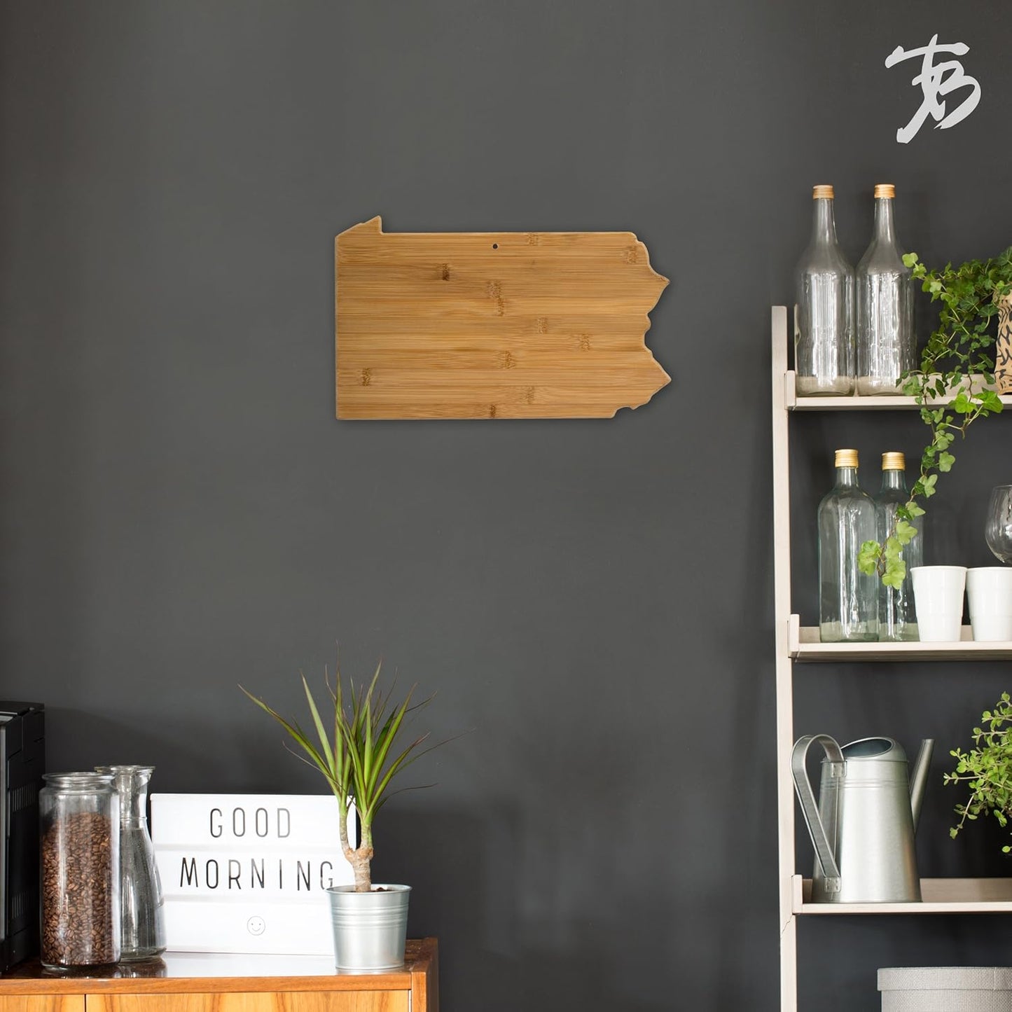Oklahoma State Shaped Bamboo Serving and Cutting Board | State charcuterie board with natural bamboo grain. Knife-friendly surface for food prep. Hang tie for wall display.