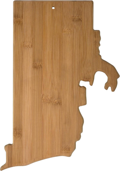 Oklahoma State Shaped Bamboo Serving and Cutting Board | State charcuterie board with natural bamboo grain. Knife-friendly surface for food prep. Hang tie for wall display.