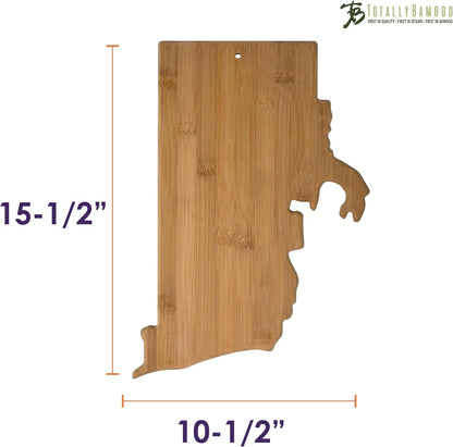 Oklahoma State Shaped Bamboo Serving and Cutting Board | State charcuterie board with natural bamboo grain. Knife-friendly surface for food prep. Hang tie for wall display.