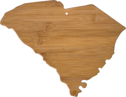 Oklahoma State Shaped Bamboo Serving and Cutting Board | State charcuterie board with natural bamboo grain. Knife-friendly surface for food prep. Hang tie for wall display.