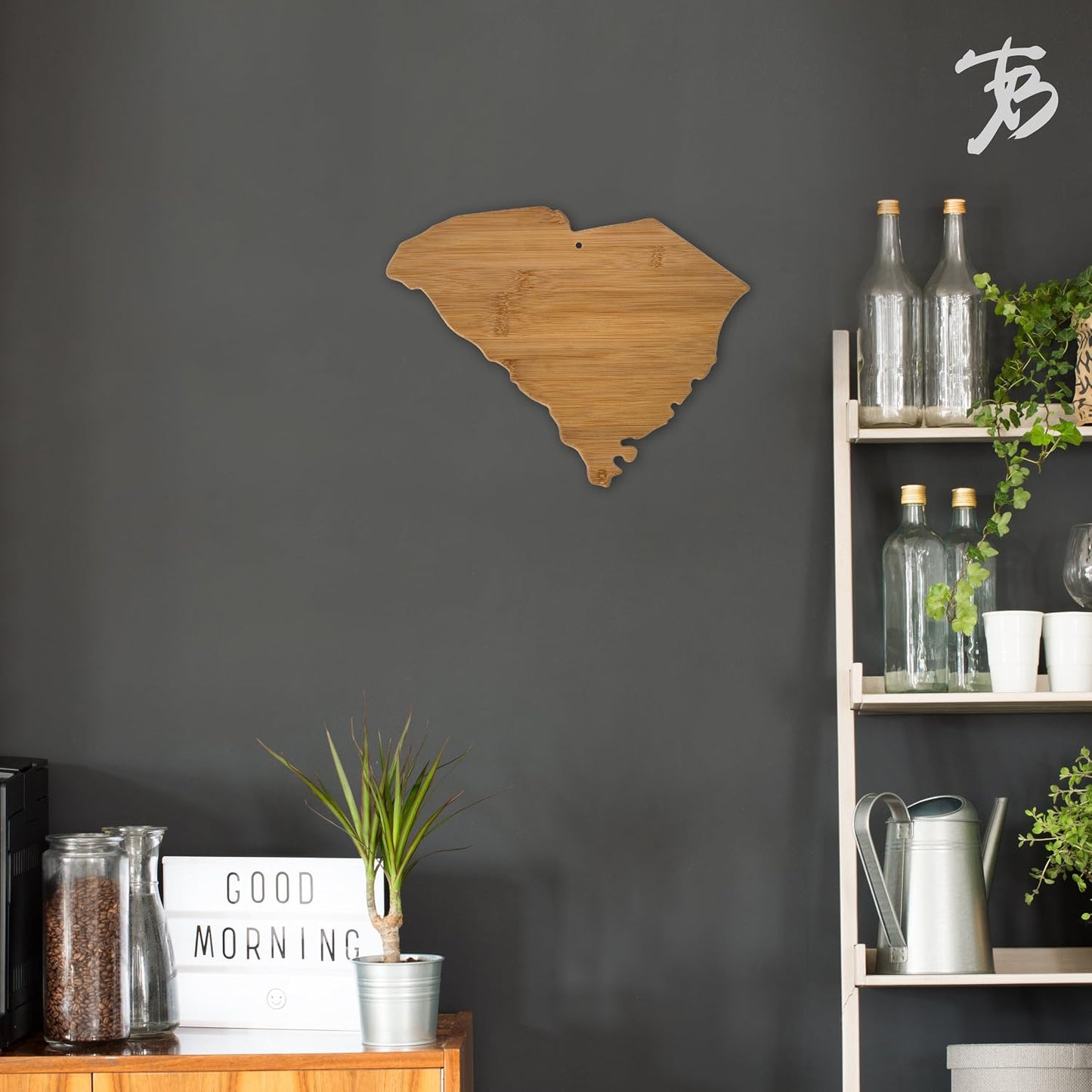 Oklahoma State Shaped Bamboo Serving and Cutting Board | State charcuterie board with natural bamboo grain. Knife-friendly surface for food prep. Hang tie for wall display.